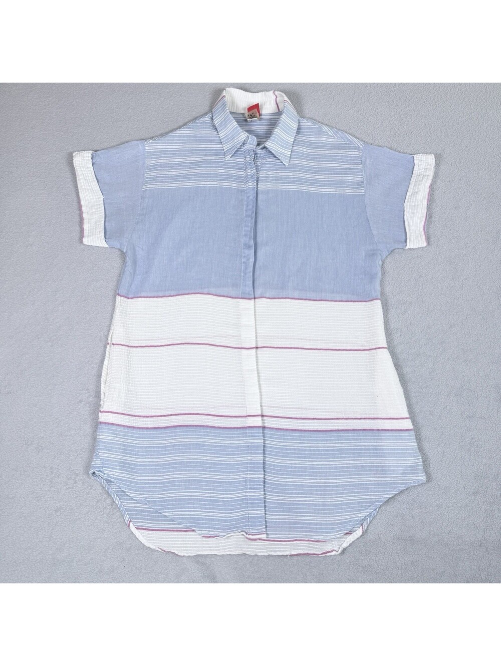 Red Carter Dress Swim Cover Up Shirt Blue White 100% Cotton Women's Size Small